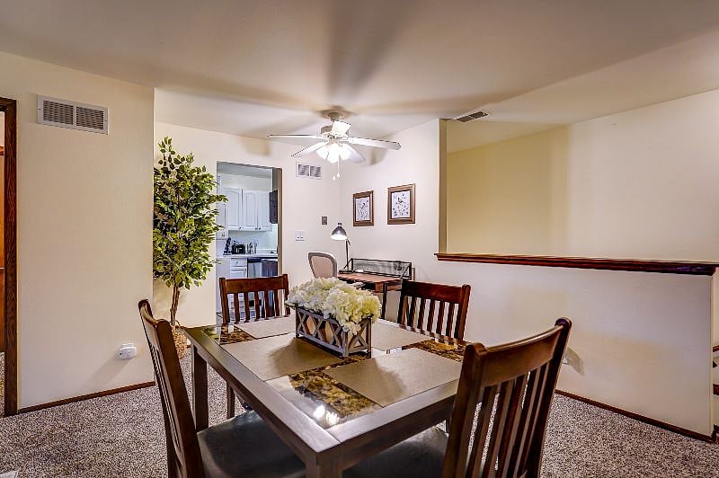 A welcoming dining room space