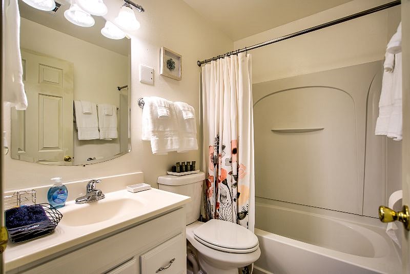 Step into a haven of cleanliness in our well-maintained bathroom, complete with a sparkling bathtub for a blissful bathing experience.