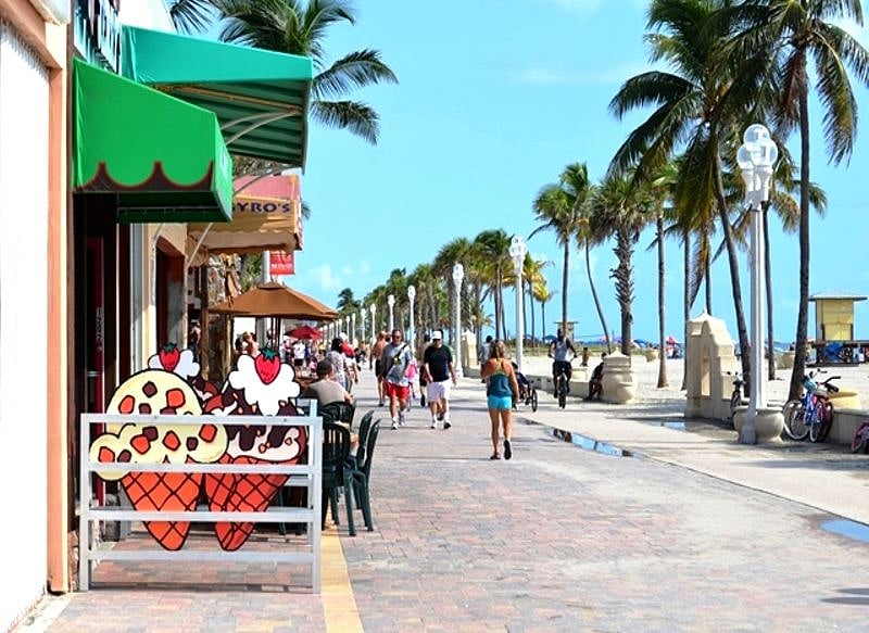 - Walk Forever on the Beach. All along cafes, pizzerias, bars, stores, bike rentals & parks, also free outdoor concerts and activities for all ages by the beach all few blocks away.