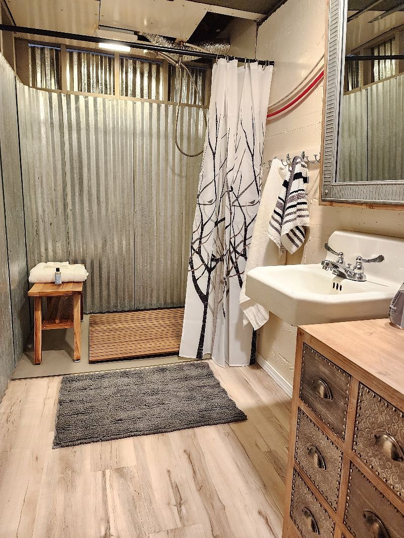 Extra large shower.