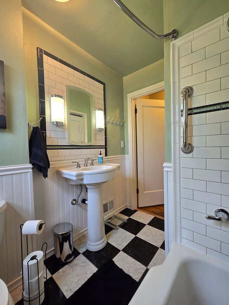 Pedestal sink with space for soap, toothbrushes, etc.