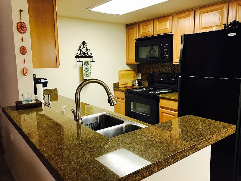 Kitchen with full size appliances.