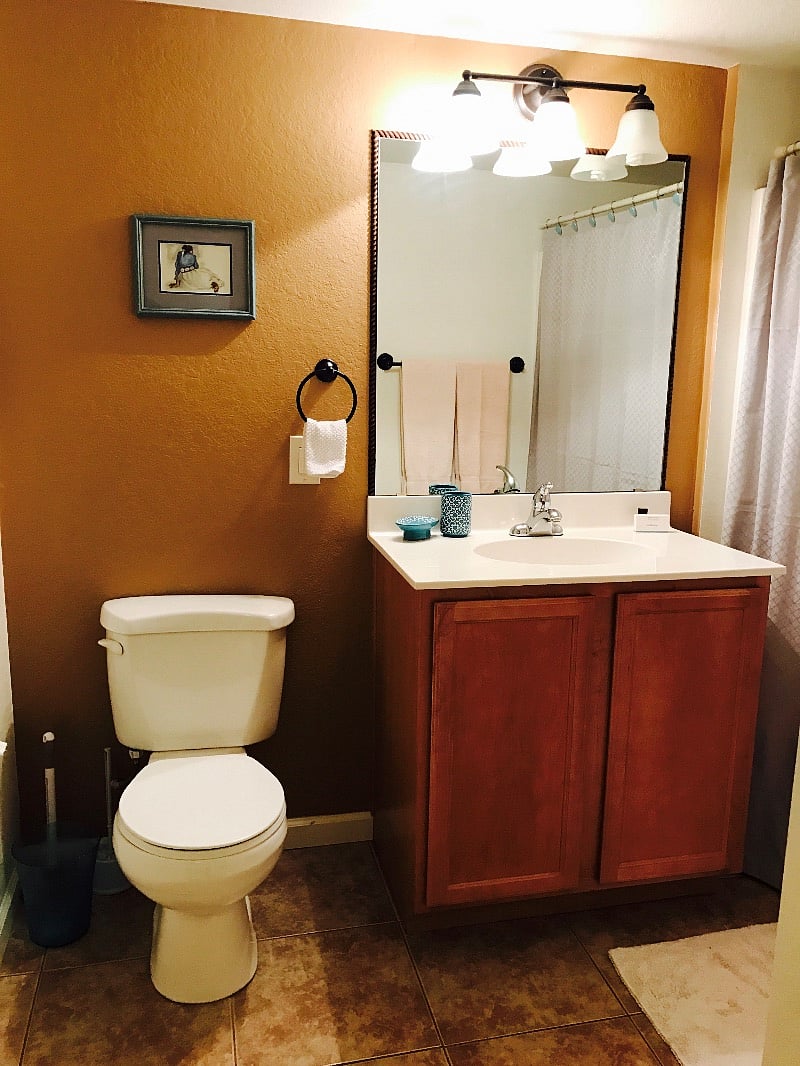 Guest bathroom across the hall from the second bedroom.