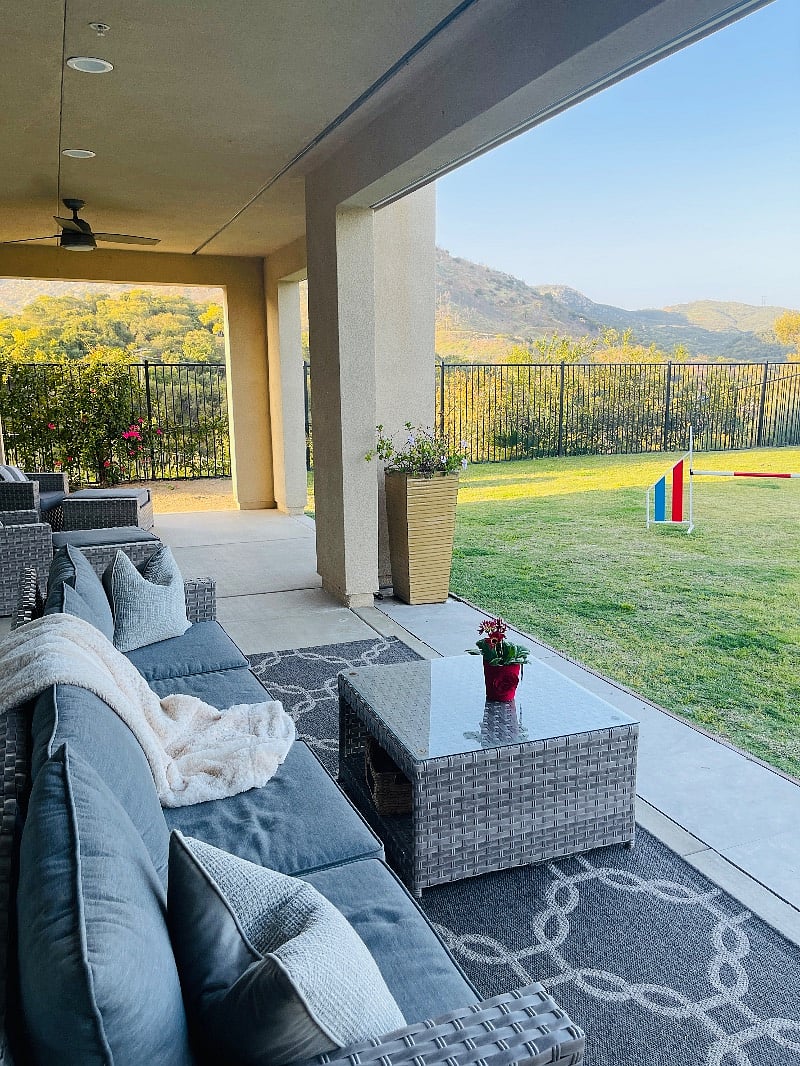 A nice backyard with a view of the mountains (Daley Ranch).
