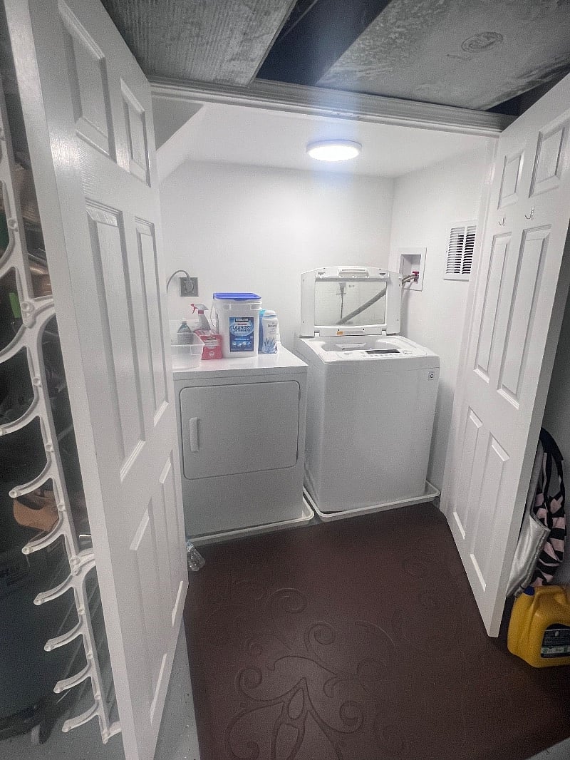 Shared washer and dryer.