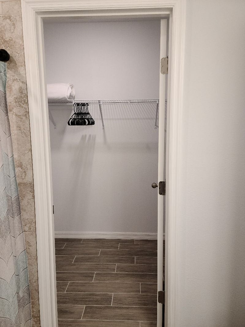 Walk in closet off primary bathroom.