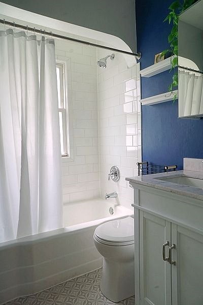 Renovated Bath with Tile Shower/Tub Surround 