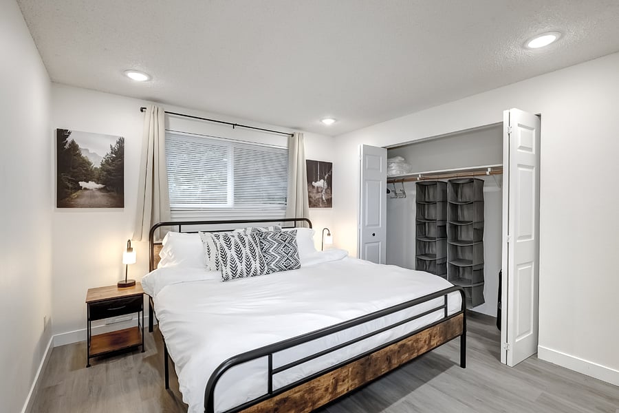 King bed and large closet in first bedrood