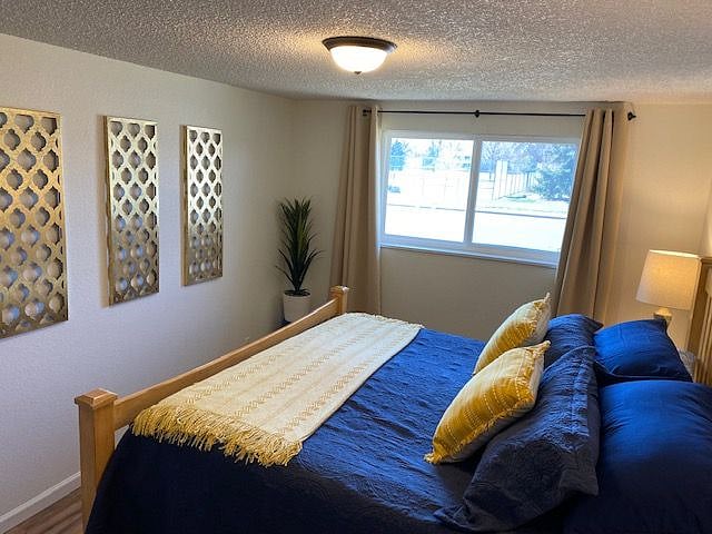 Primary bedroom with king bed