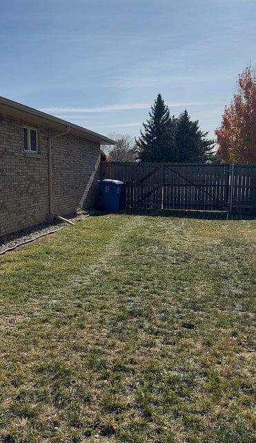 Inside the fenced backyard