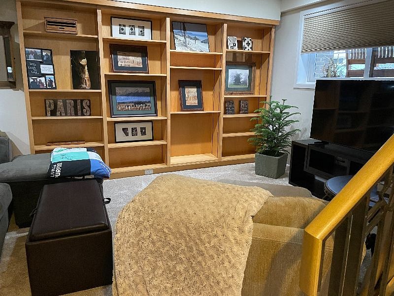 Nice TV and work room in basement