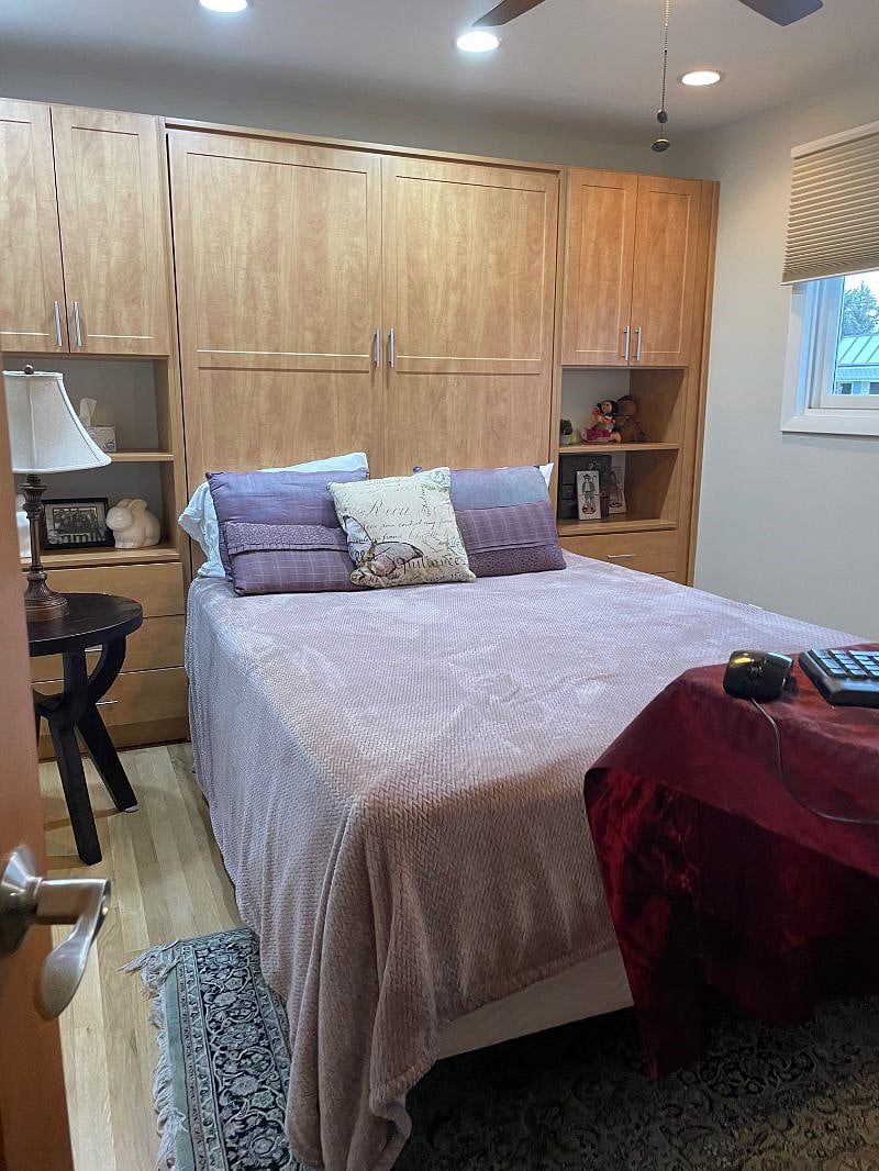 Main bedroom main floor and can serve as an office. Includes a standup desk. 