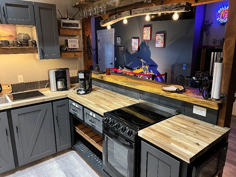Looking from the Kitchen back out of the Bar.