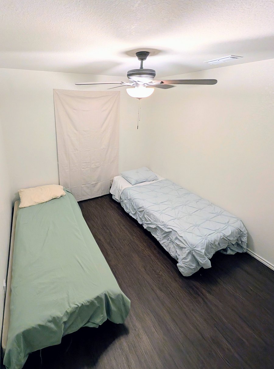 Bedroom #3 Available July 1- 2 twin beds perfect for flight crew or can convert to private room with queen bed