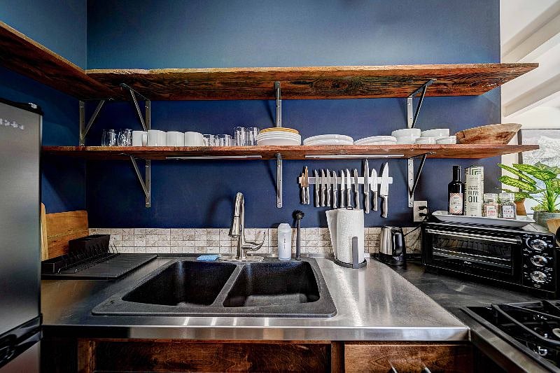 Settle in with plenty of dishes, utensils, pots/pans, and spices.