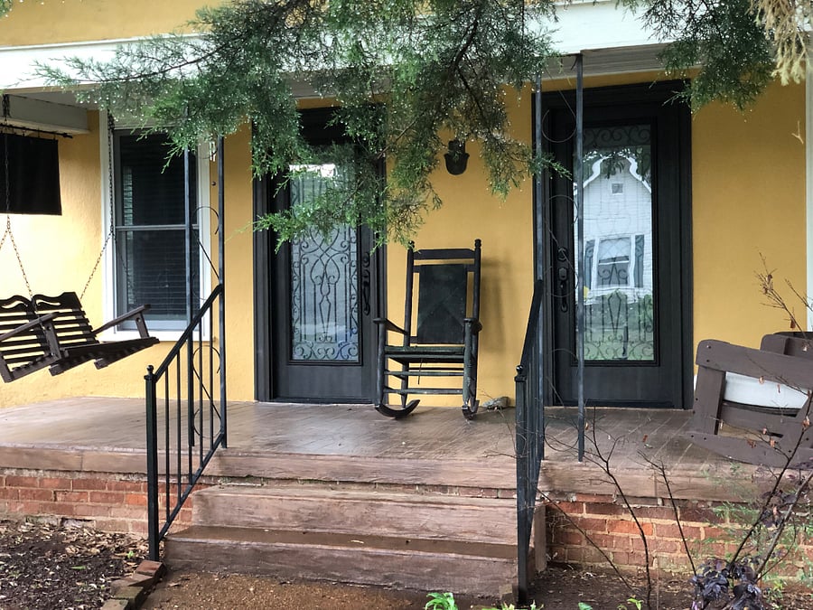 Two front doors, one to the dining room one to the living room. This is not a duplex.