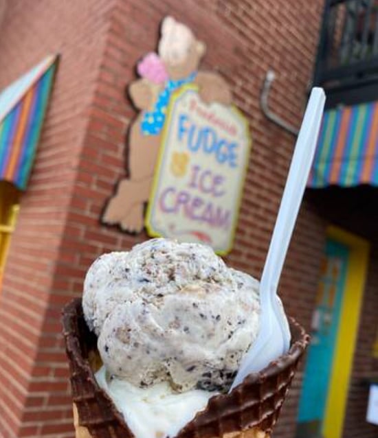9mins from property Frederick Fudge & Ice Cream Co premium hand-dipped ice cream in over 20 flavors, milkshakes, parfaits, house-made waffle cones, and over 15 of house-made fudge. Seasonal soft serve available in dozens of flavor combinations