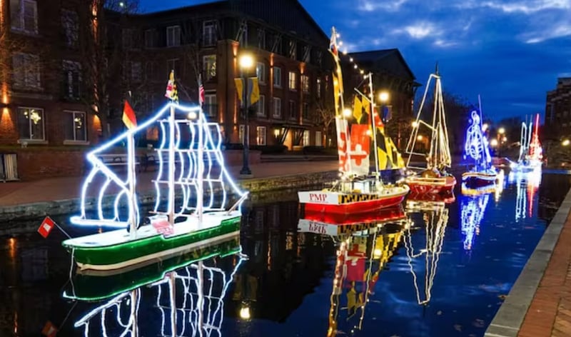 Just mins away! the beautiful yearly sailing through the Winter Solstice in Carroll Creek Park. This floating light installation sets sail in November and is on display through March.