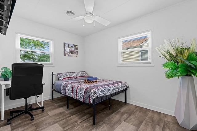Enjoy a cozy full-size bed, your own smart TV for personalized entertainment, and a private workspace for all your needs. This inviting room is the perfect place to relax, recharge, and wake up refreshed for whatever the day brings.