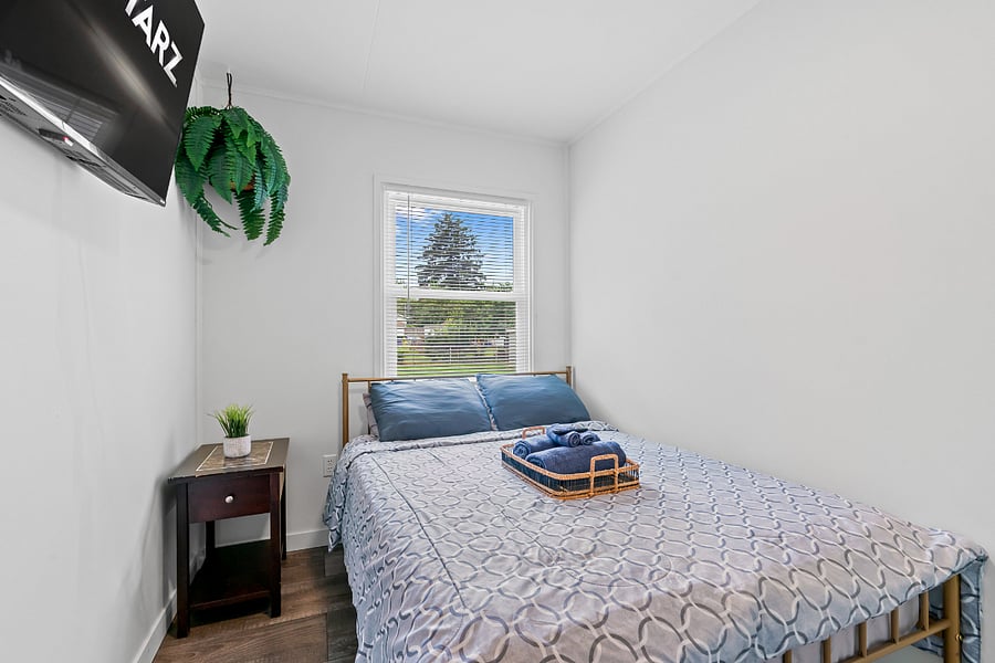 Unwind in a plush full-size bed and stream your favorite shows on your personal smart TV. This cozy, inviting room is your perfect sanctuary to relax, recharge, and wake up energizedready to embrace whatever adventures await.