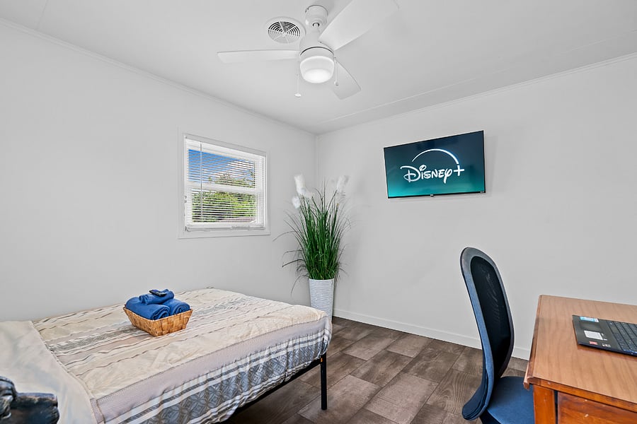Snuggle into a cozy full-size bed, binge your favorite shows on a private smart TV, and stay focused at your personal workspace. This stylish, comfortable room blends relaxation and productivityyour perfect retreat to recharge and seize the day.