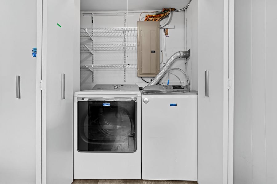Enjoy the convenience of an in-home washer and dryerperfect for refreshing your clothes during longer stays or quick touch-ups after a day out. Laundry is simple, so you can focus on relaxing and making the most of your trip!