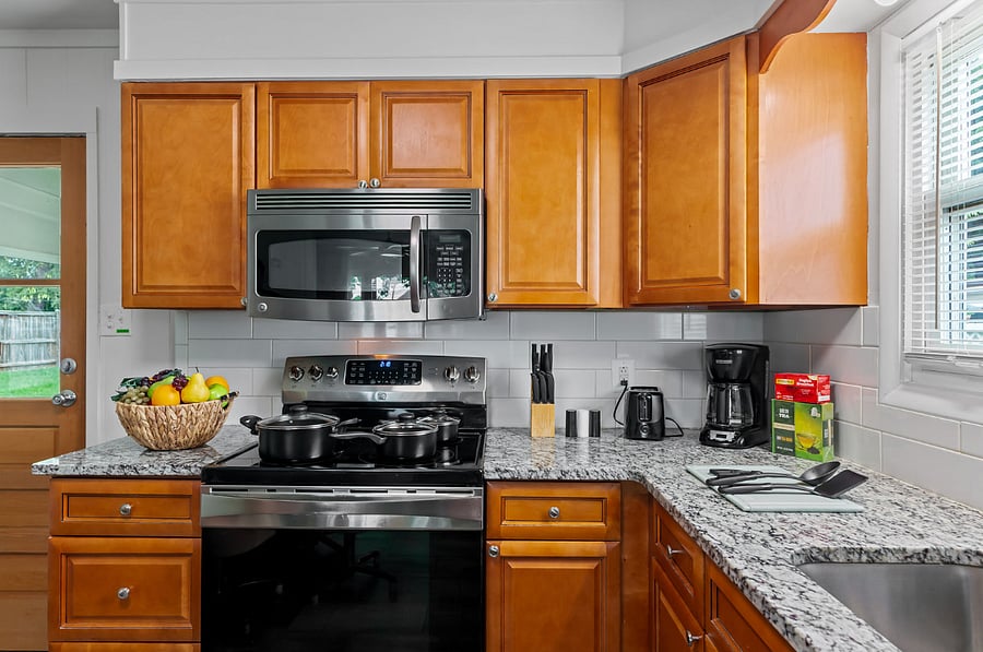 The fully stocked kitchen comes equipped with cookware, utensils, and a coffee maker, making it easy to prepare everything from quick breakfasts to full dinners. With everything you need already here, just bring your favorite ingredients!