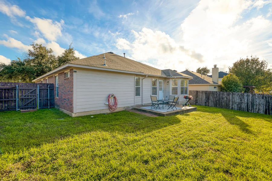 Fully fenced backyard.  Perfect for the kiddos or pups.