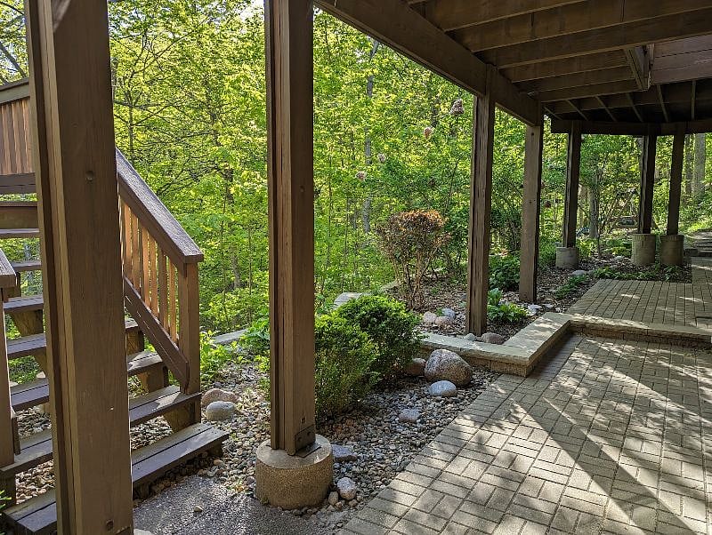 Patio space outside of apartment unit. (Shared space)