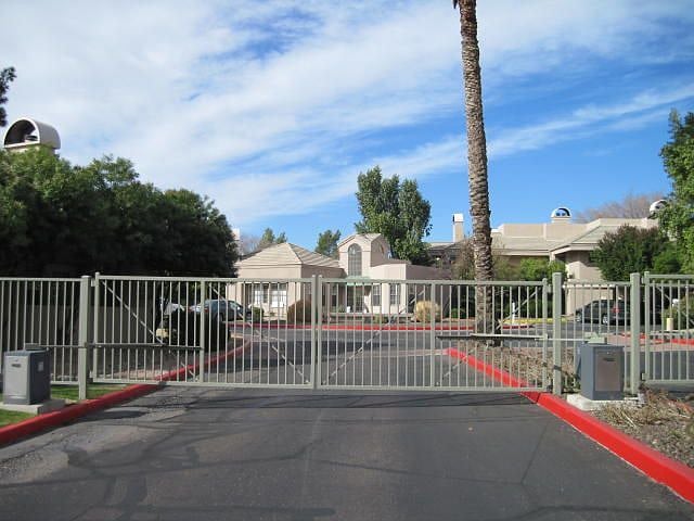 Gated entrance to Villa Antigua condos.