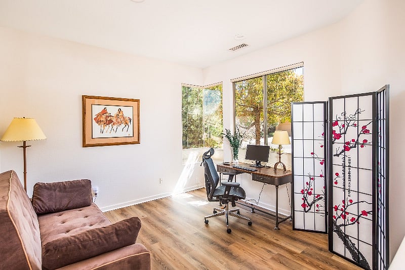 Dedicated office space with computer monitor and office chair. Also, 3rd bedroom, queen comfy sofa bed w/ partition for privacy (no door)