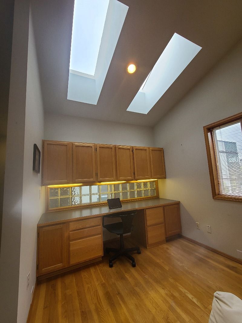 Office Area with block glass natural lighting. Perfect area to catch up on medical paperwork or study.
