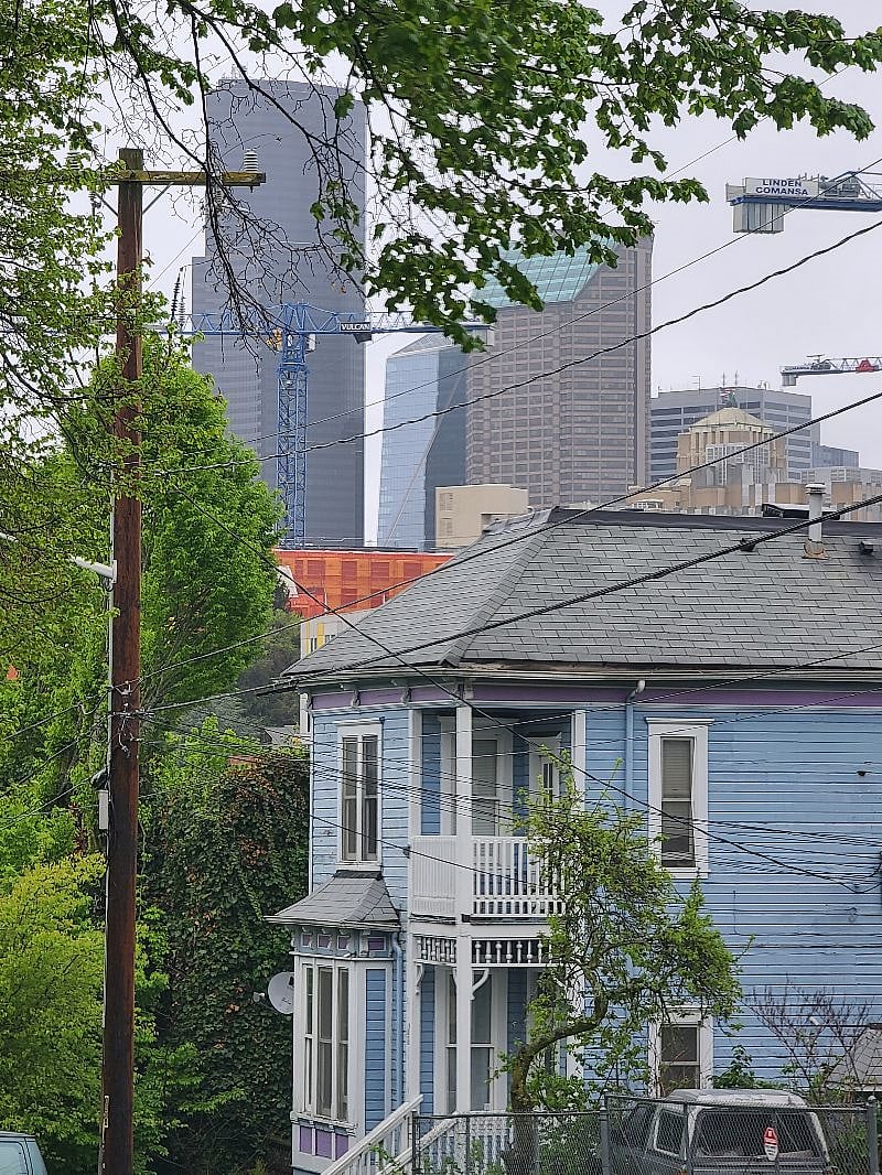 Neighborhood is on the edge of downtown so you can see the Columbia Tower and many historic landmarks.