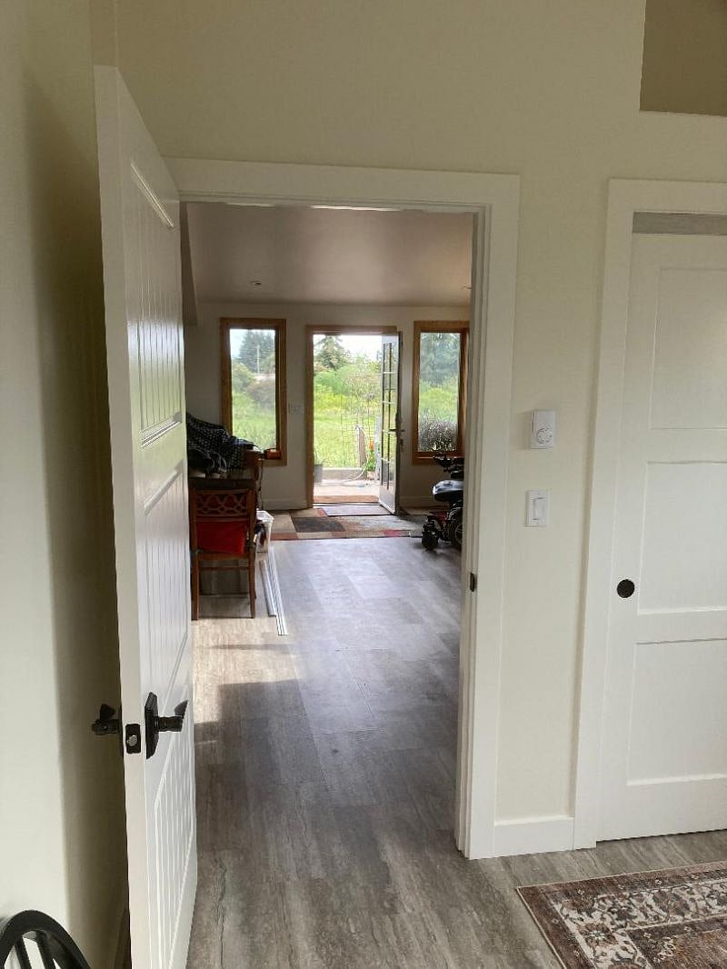 View from bedroom to front door