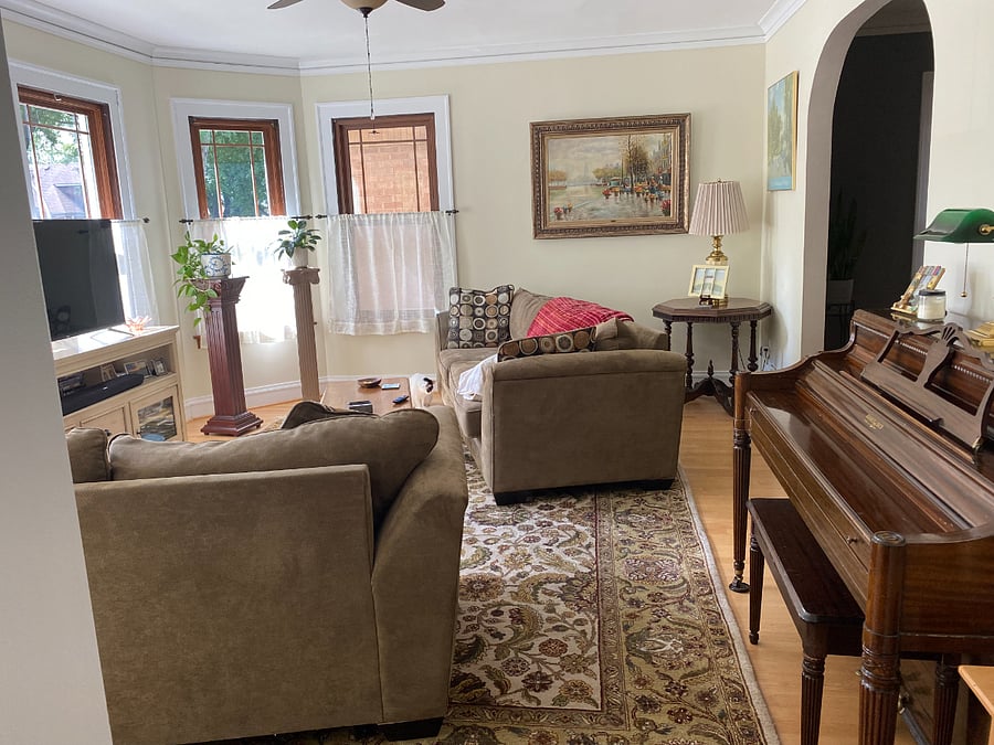 living room (piano is out of tune but you're welcome to play if you wish!)