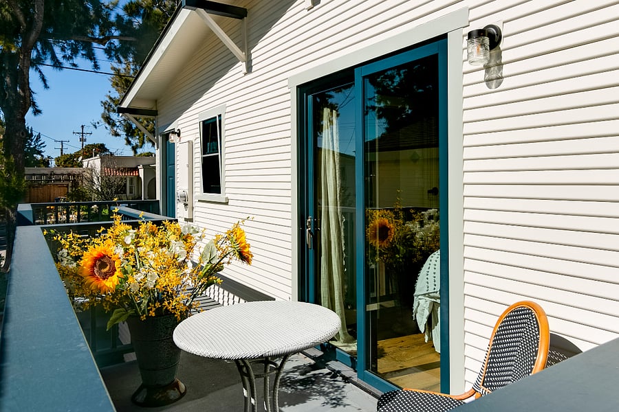 Exterior porch off the primary bedroom.