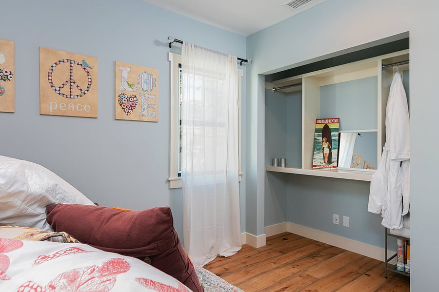 Closet or workspace in secondary bedroom.