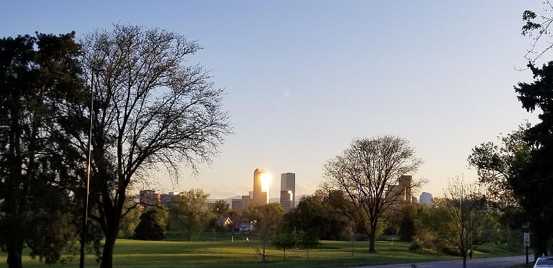 Denver skyline at sunset (view from house)