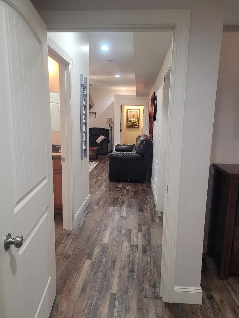 Hallway between bedroom and living room.