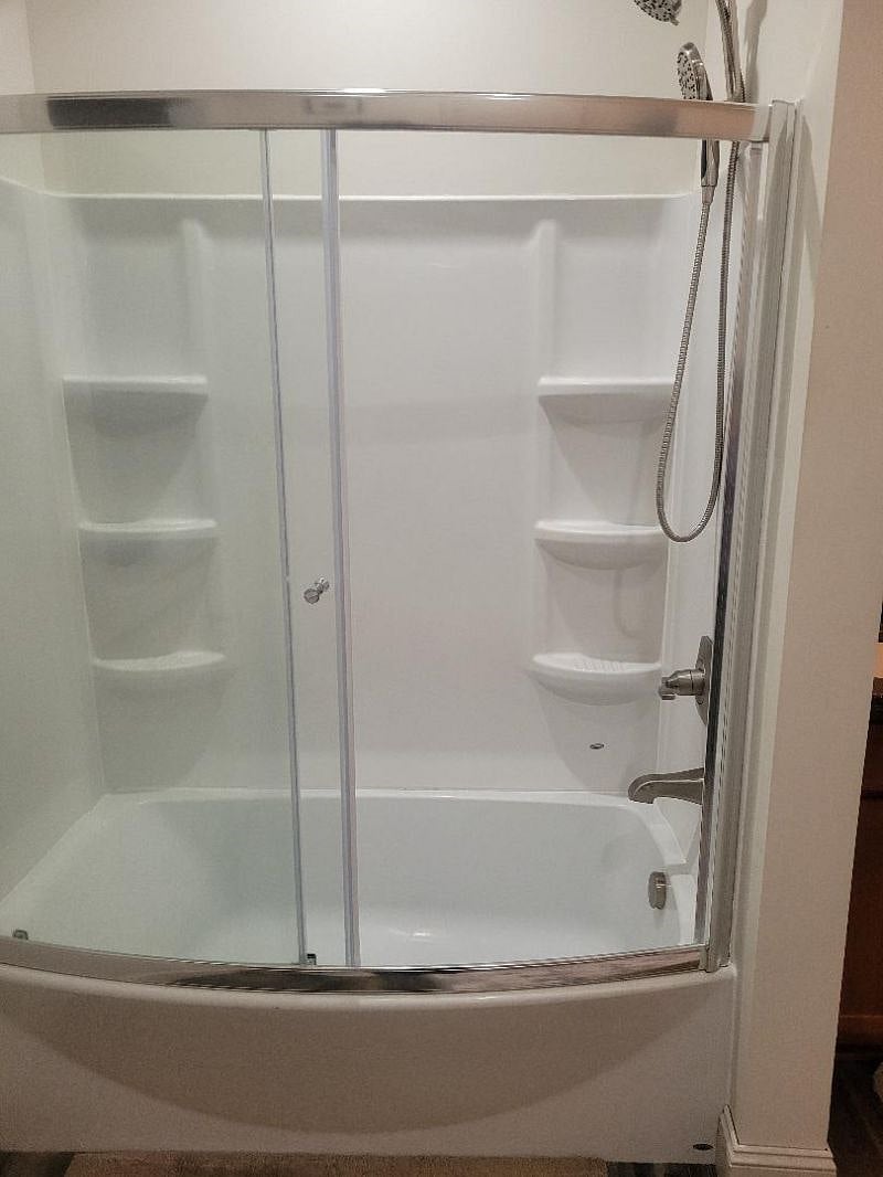 Large spacious bathtub and shower