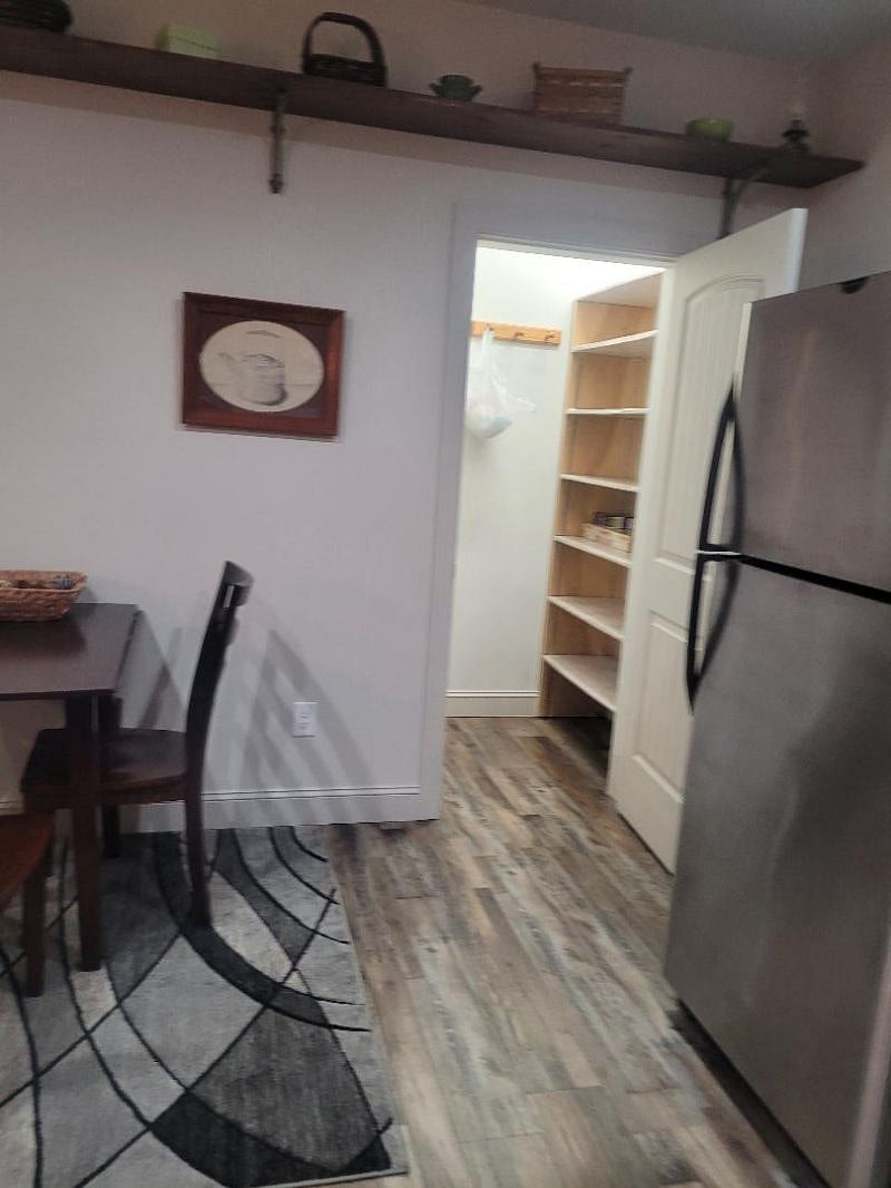 Kitchen pantry and storage under the stairwell.