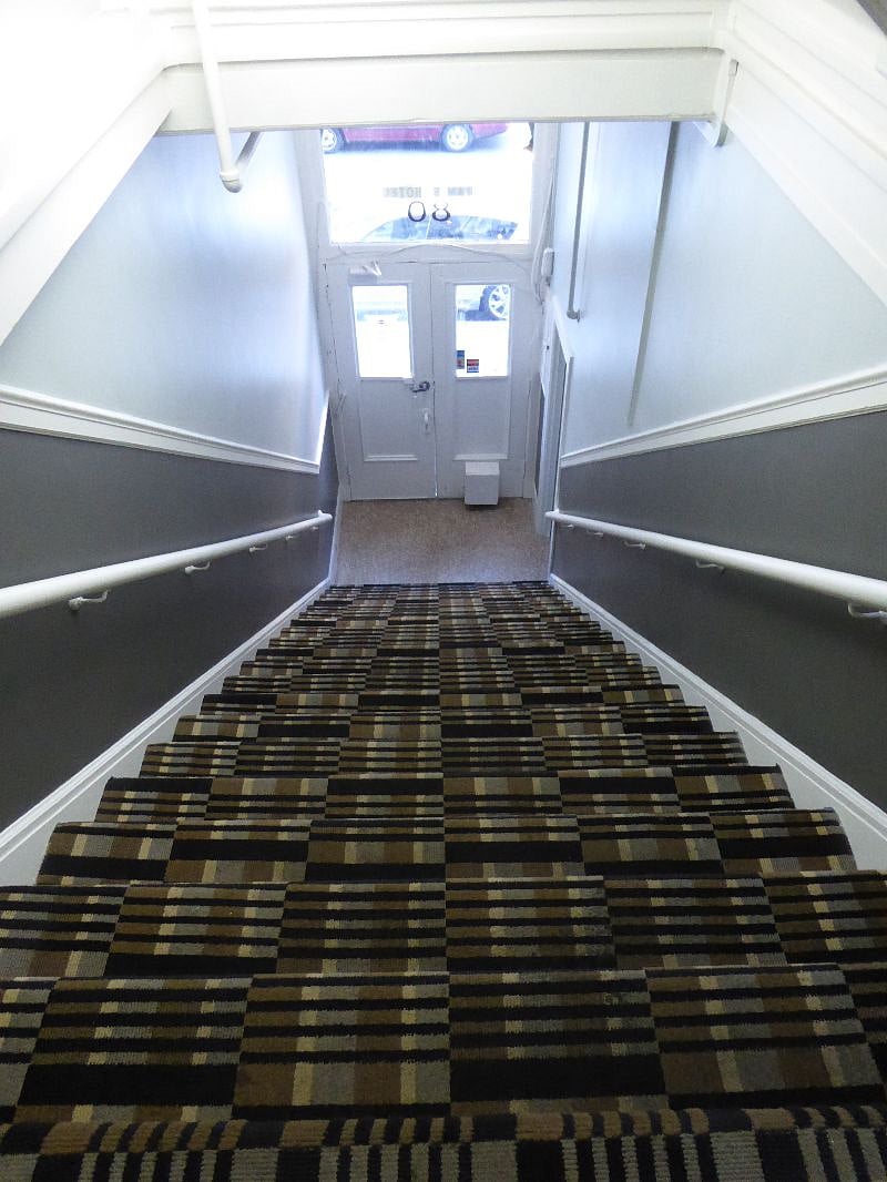 Entrance requires climbing 20 stairs