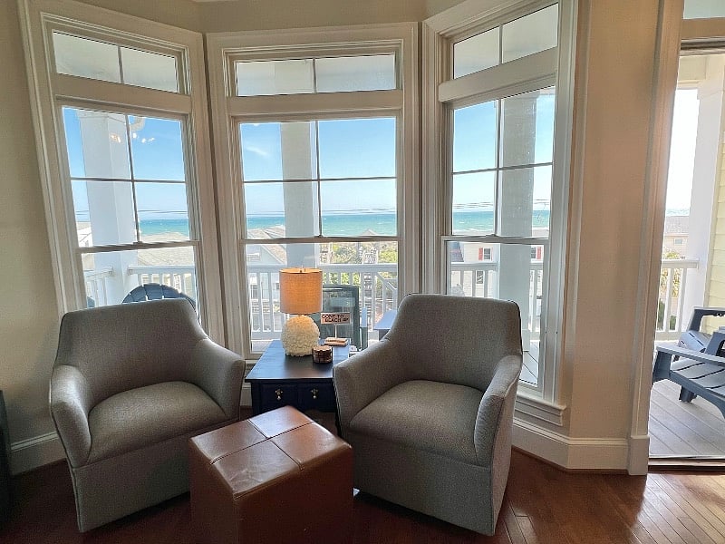 Living room with sweeping ocean views