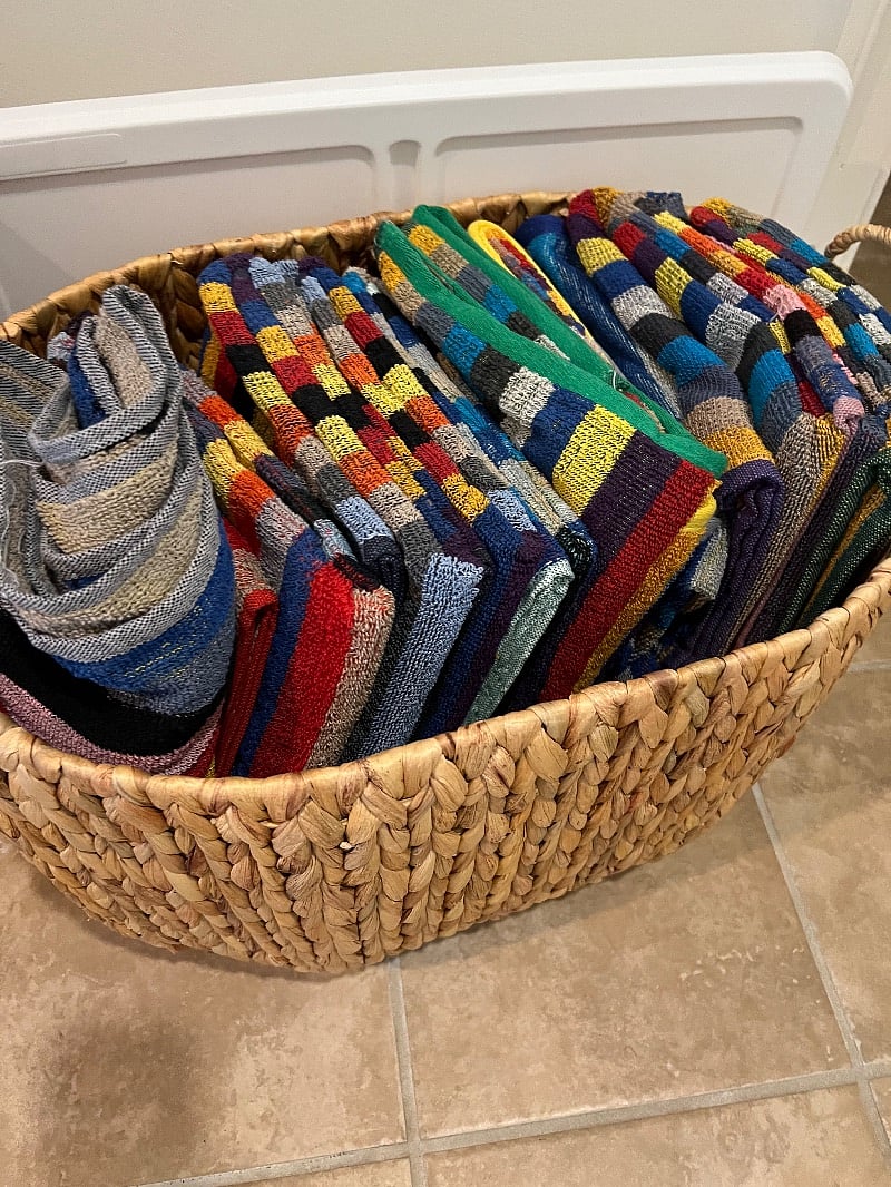 Basket of beach towels for you