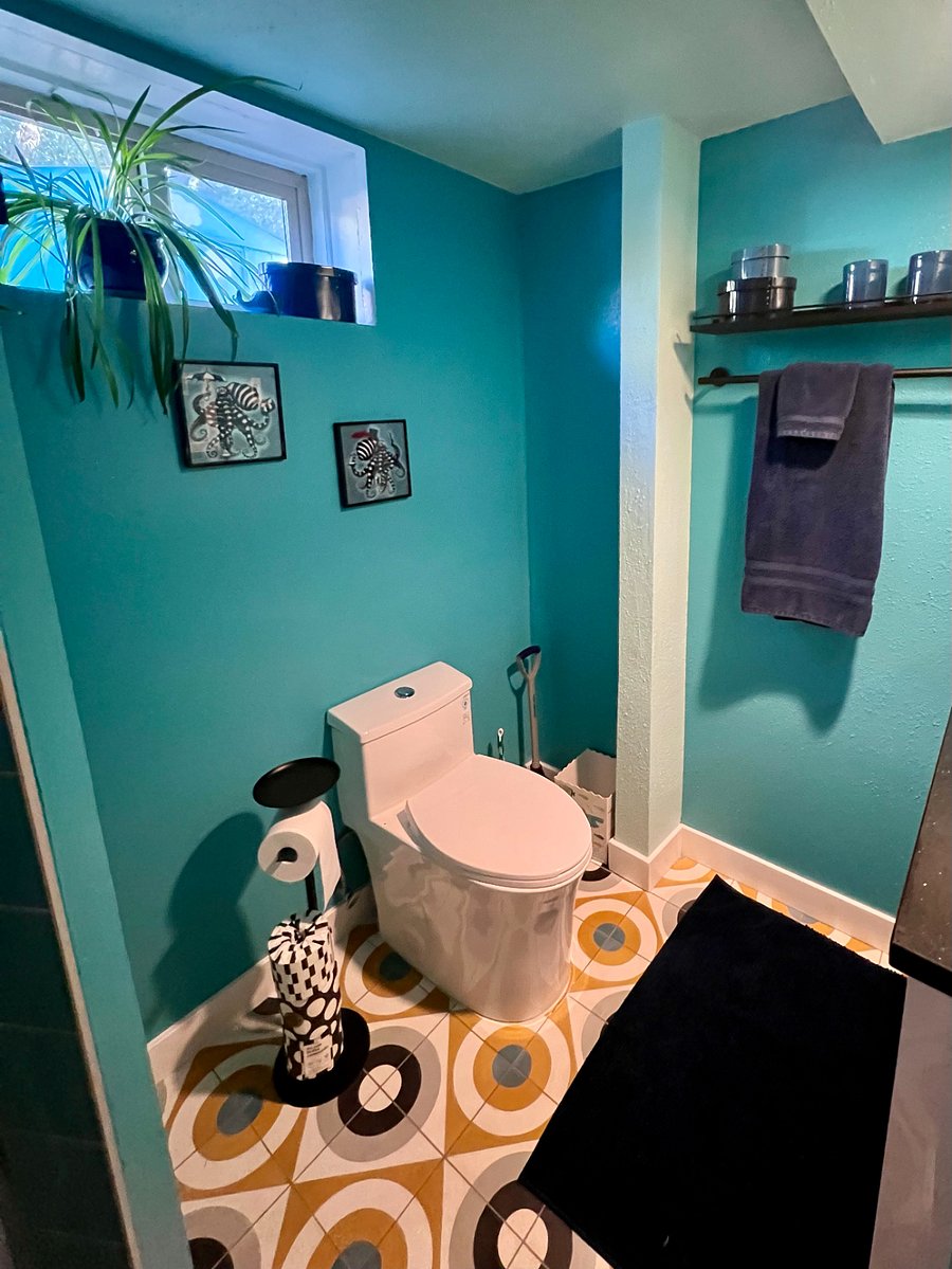 downstairs bath - tiled walk-in shower