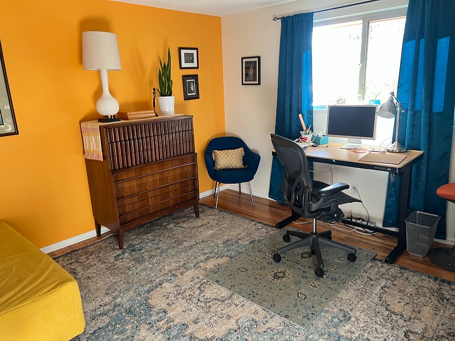 Office/ 2nd bedroom.  Features adjustable height electric desk, Herman Miller office chair, and a full-size sofa-bed.  