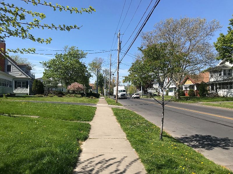 Sidewalks in front of the house.