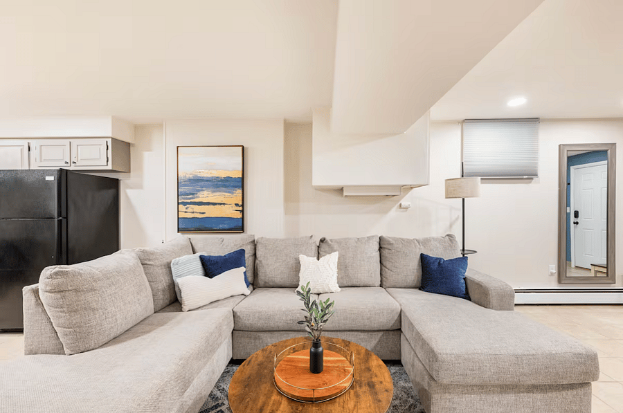Extremely comfortable sectional couch.