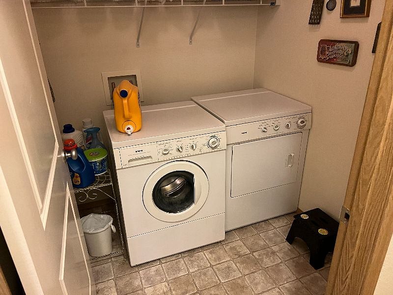 Laundry room which is located right inside garage door