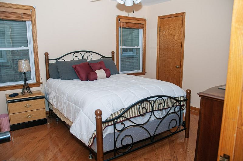 Master Bedroom - Full Size, room has a smart tv. nightstand, full dresser and private closet. Each bedroom has it's own private code lock